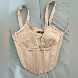 New BLOG FAVE viral ZARA pinkie (rose) cream/Beige Corset Top size S
